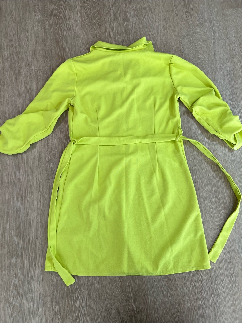 Neon Yellow Lightweight Overcoat with Belt Vintage Retro Y2K - Picture 2 of 8